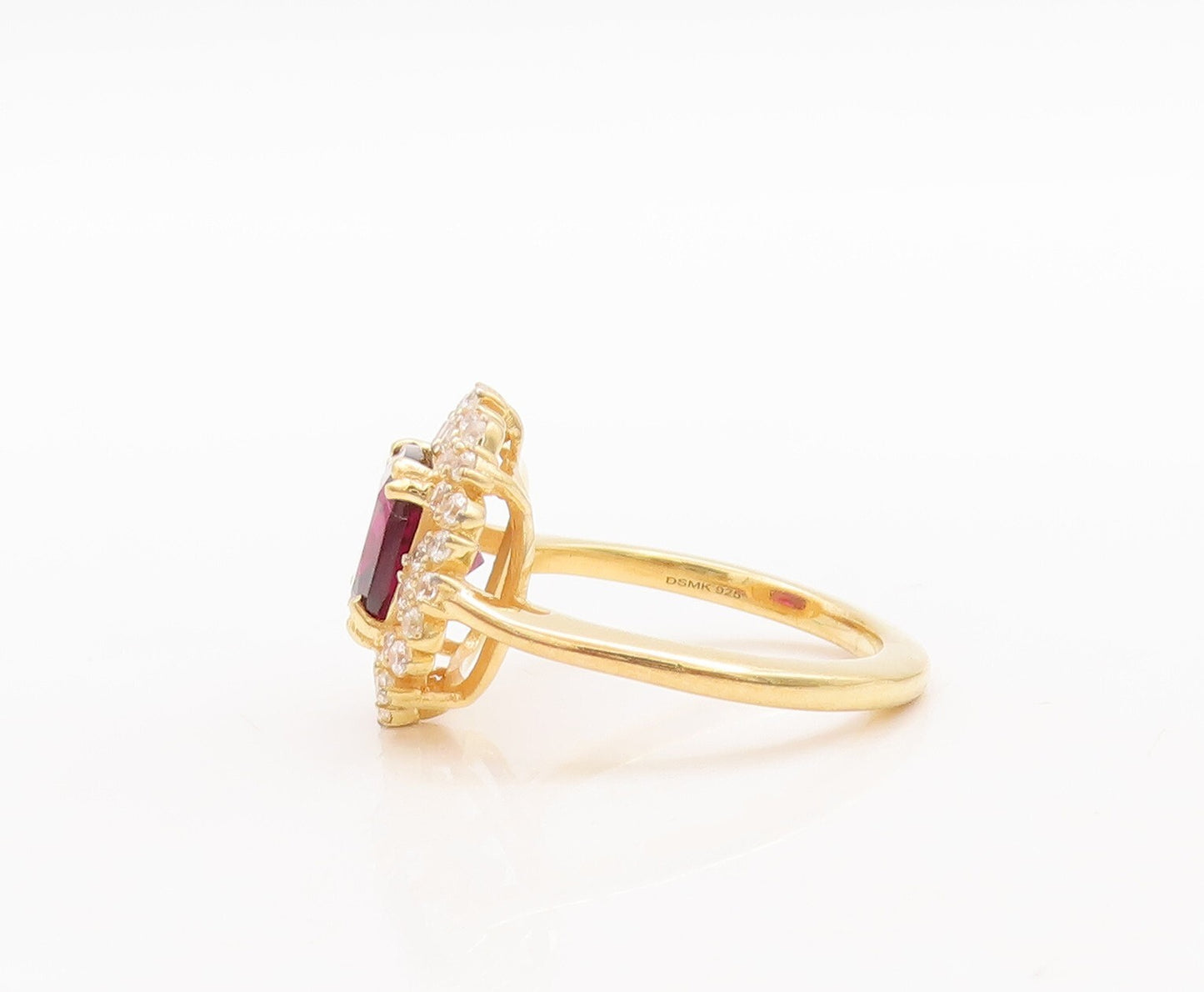 925 Sterling Silver Vintage Ring Gold Plated Garnet & Topaz Flower Sz 7  RG29771