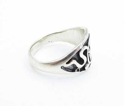 925 Sterling Silver  Vintage Pentagram Star Swirl Large Band Ring Sz 12 RG7511