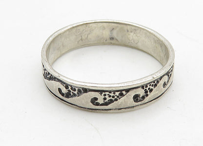 925 Sterling Silver  Vintage Oxidized Ocean Waves Band Ring Sz 7.5  RG10407