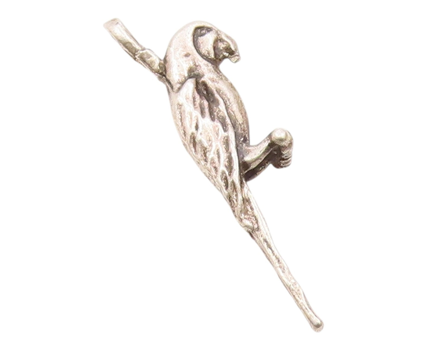925 Sterling Silver  Vintage Petite Perched Parrot Bird Pendant  PT17668