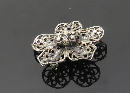 BEAU 925 Sterling Silver  Vintage Dark Tone Swirl Flower Brooch Pin  BP7979