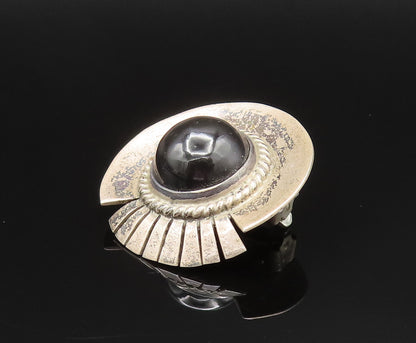 MEXICO 925 Silver  Vintage Round Black Onyx Non Pierced Earrings  EG11945