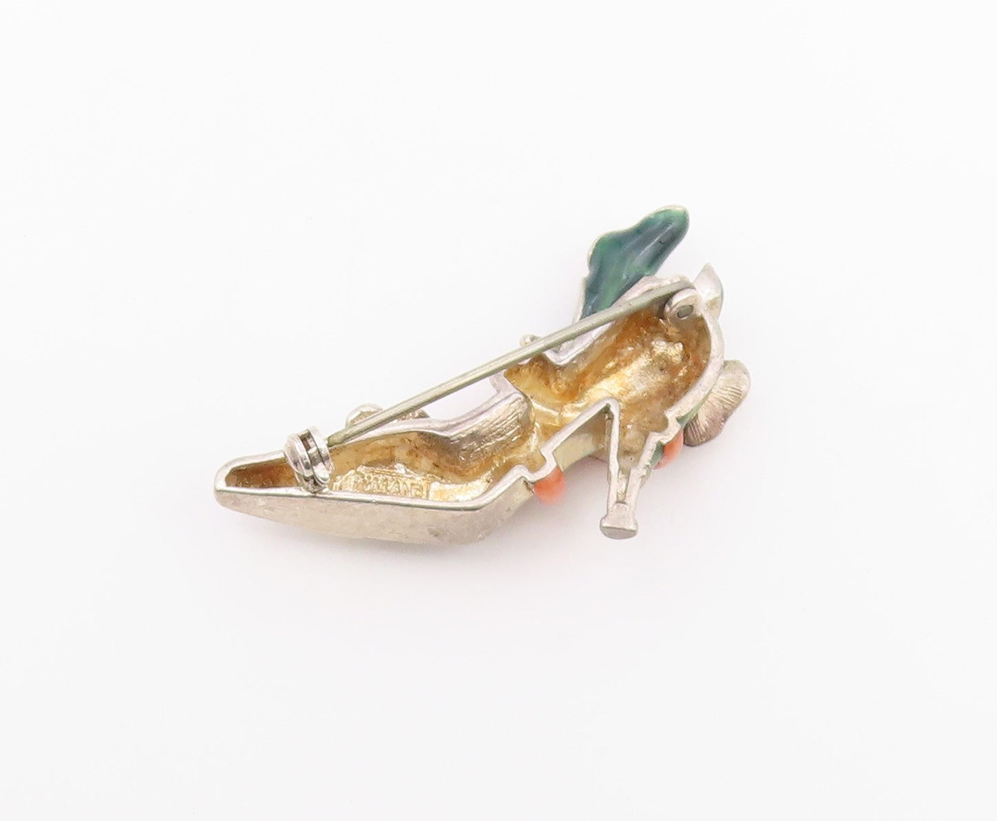 KENNETH JAY LANE 925 Silver  Vintage Vine Wrapped Shoe Brooch Pin  BP8505