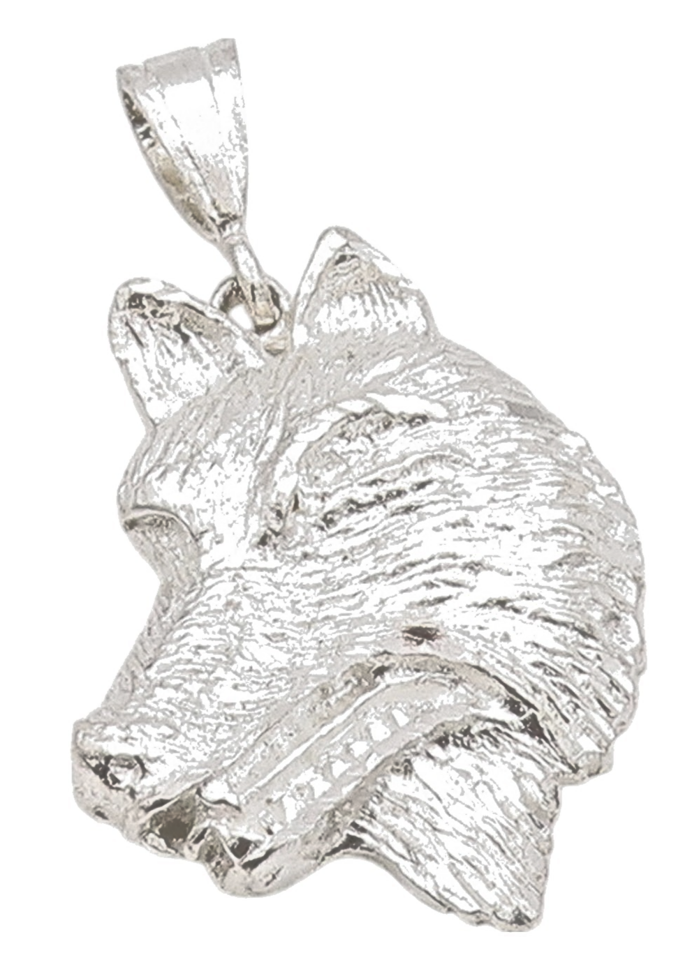 925 Sterling Silver Vintage Pendant Solid Carved Wolf Face  PT24026