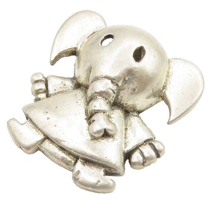 925 Sterling Silver  Vintage Elephant In Dress Cutout Smooth Pendant  PT10652