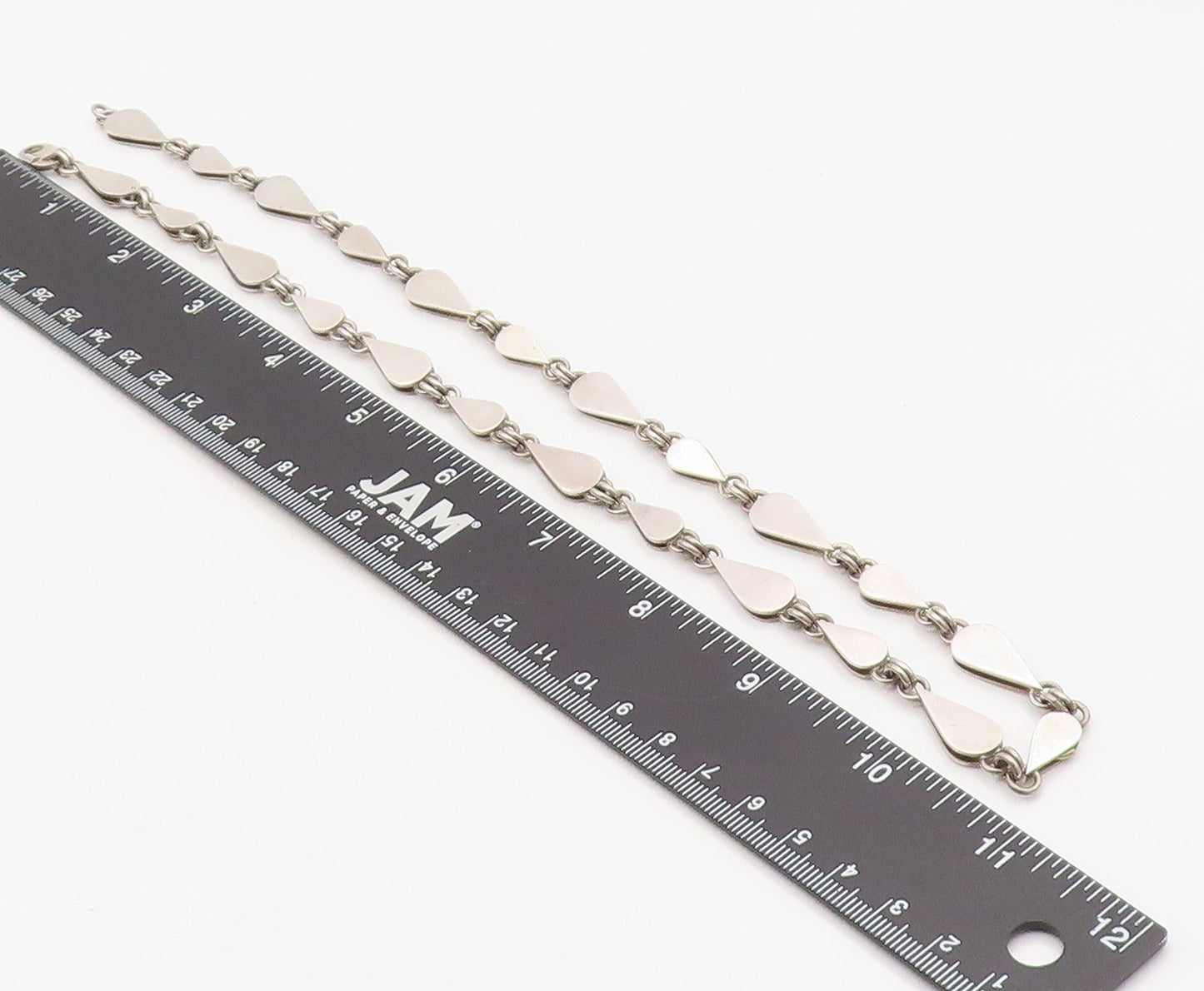 925 Sterling Silver Vintage Necklace Interlocking Teardrop Link Chain NE4688