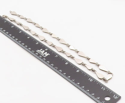 925 Sterling Silver Vintage Necklace Interlocking Teardrop Link Chain NE4688