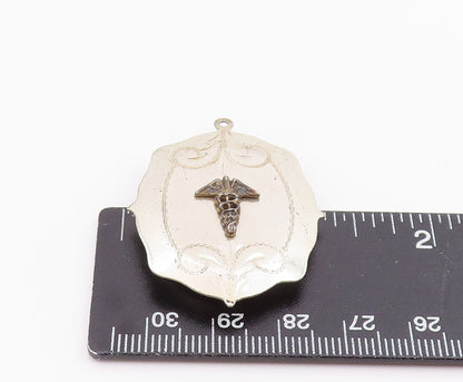 925 Sterling Silver Vintage Pendant Caduceus Medical Symbol Charm OPENS  PT26000