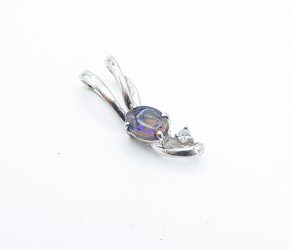 925 Sterling Silver Petite Topaz Shiny Polished Loop Design Pendant PT2615