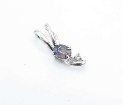 925 Sterling Silver Petite Topaz Shiny Polished Loop Design Pendant PT2615