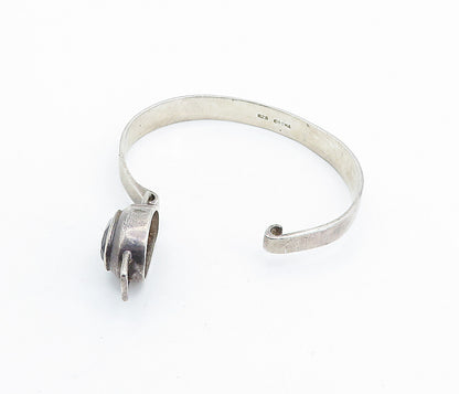 BOMA 925 Sterling Silver  Vintage Smoky Topaz Hook Bangle Bracelet  BT2485