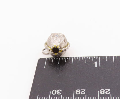 925 Sterling Silver Vintage Pendant Antique Floral Bow Carved Charm PT24471
