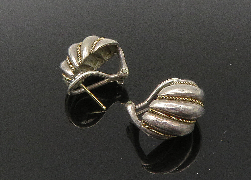 TIFFANY & CO. 925 Silver & 14K GOLD  Vintage Flute Twist Drop Earrings EG11161