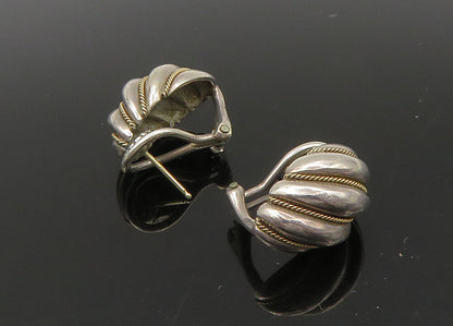 TIFFANY & CO. 925 Silver & 14K GOLD  Vintage Flute Twist Drop Earrings EG11161