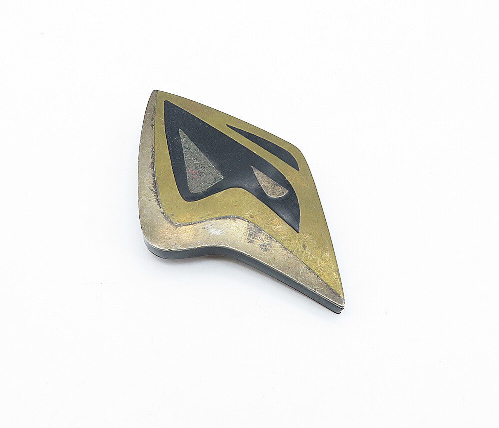 MEXICO 925 Sterling Silver  Vintage Jasper Enamel Pattern Brooch Pin  BP1342
