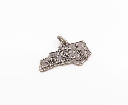 925 Sterling Silver Vintage Pendant Dark Tone North Carolina Heritage  PT24983