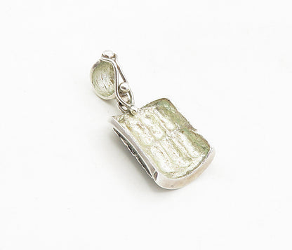 925 Sterling Silver  Vintage Shiny Raised Traditional Pattern Pendant  PT6396