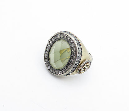 BELARGO 925 Sterling Silver  Vintage Faceted Topaz Cocktail Ring Sz 6  RG5327