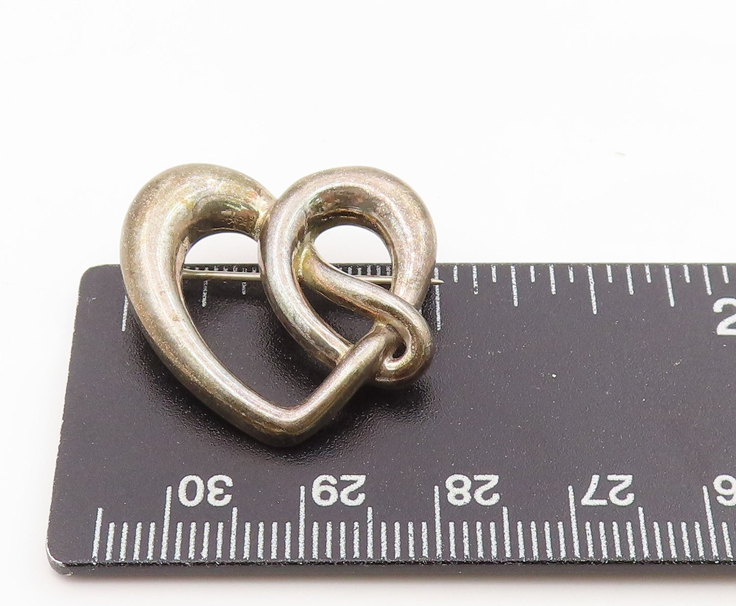 925 Sterling Silver Vintage Brooch Intertwined Celtic Love Heart Pin  BP12099