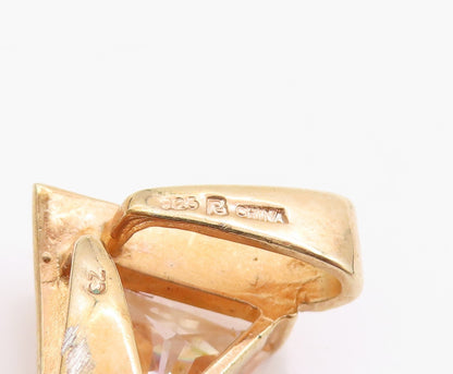 925 Sterling Silver Vintage Pendant Gold Plated Champagne CZ Charm  PT24953