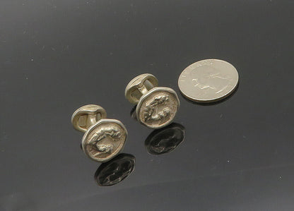 SLANE & SLANE 925 Sterling Silver  Vintage Jaguar Round Cufflinks  TR2786