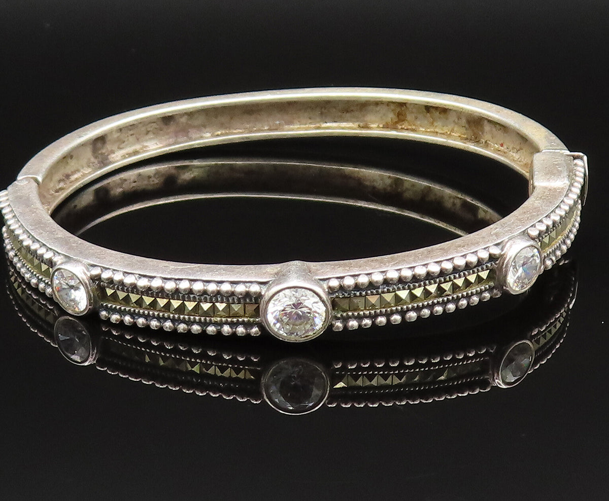 JUDITH JACK 925 Silver  Vintage Two Tone Beaded Cubic Zirconia Bracelet BT9530