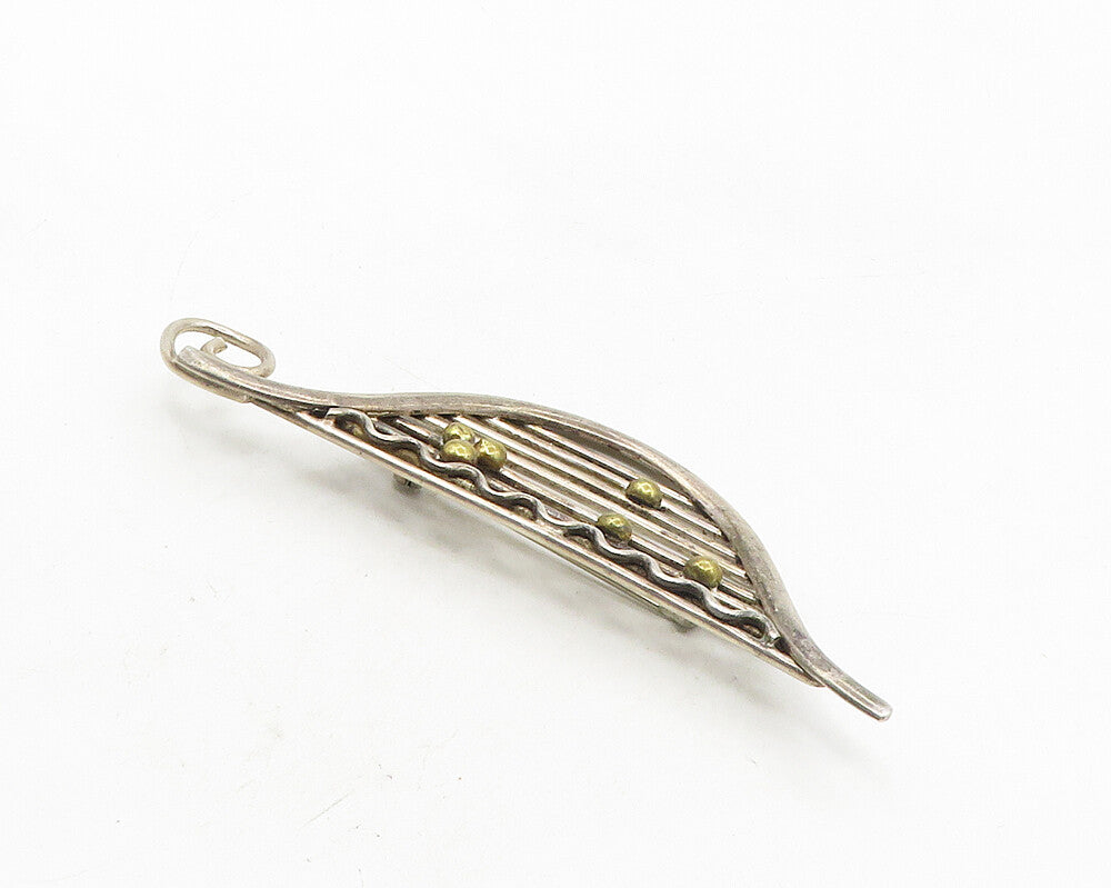 MEXICO 925 Sterling Silver  Vintage Two Tone Swirl Design Brooch Pin  BP3987