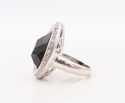925 Sterling Silver Vintage Ring Solid Drop Cut Onyx CZ Framed  Sz 7  RG30695