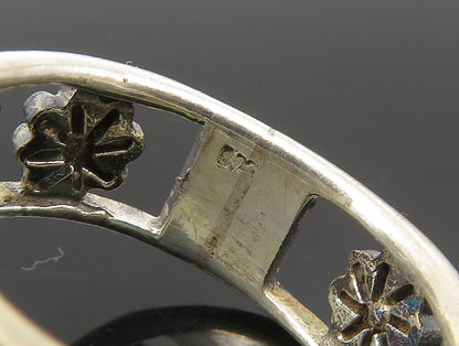 925 Silver  Vintage Etched Floral Cutout Eternity Band Ring Sz 7  RG24480