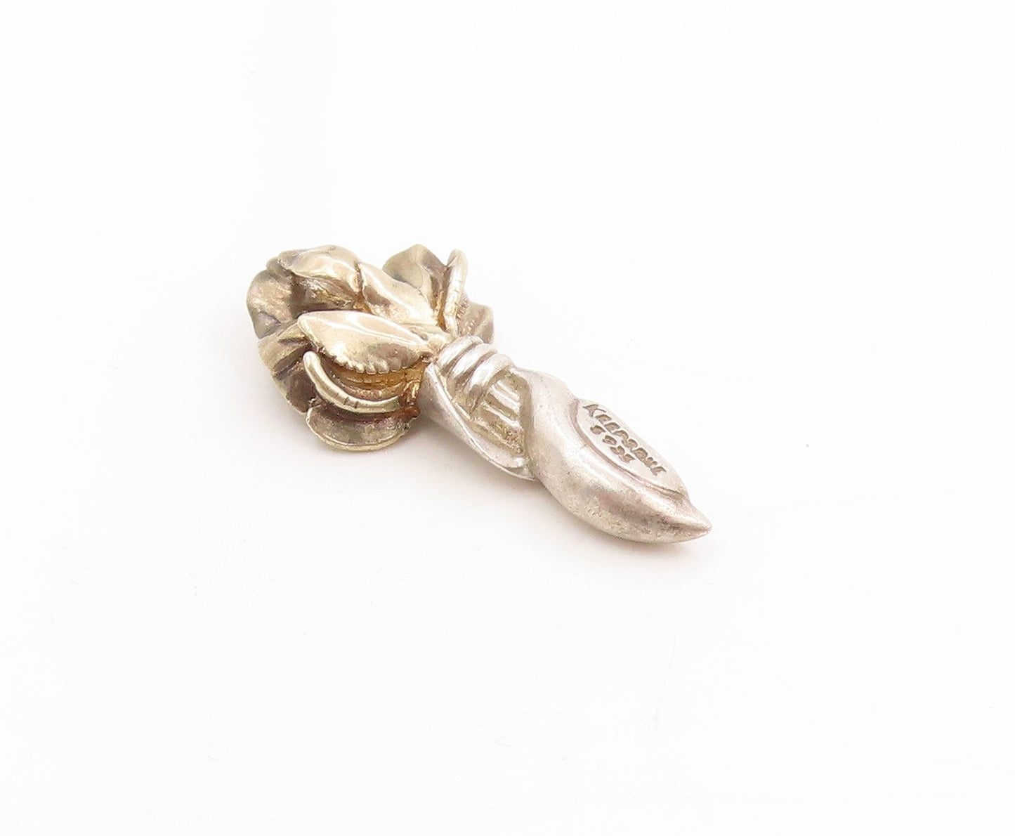 925 Sterling Silver Vintage Pendant KEEPSAKE Real Diamond Floral Roses  PT25101