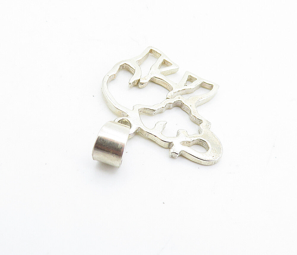 925 Sterling Silver  Petite Shiny Open Elephant Outline Drop Pendant  PT5706