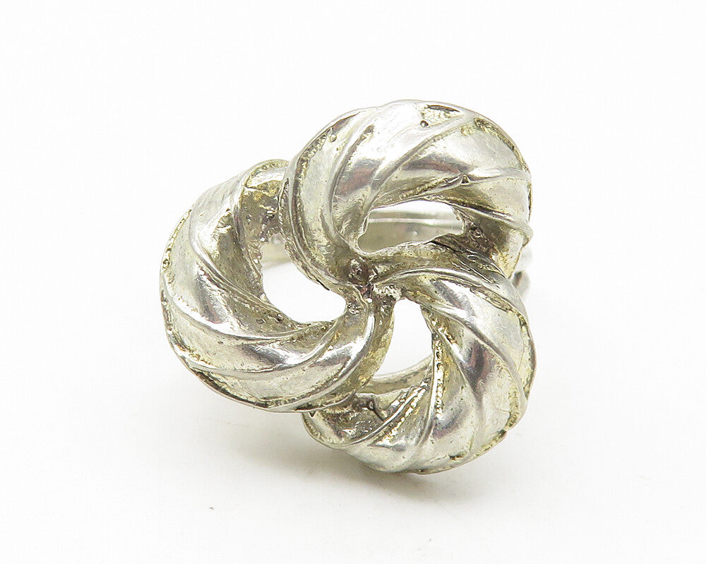 925 Sterling Silver  Vintage Shiny Open Pretzel Knot Band Ring Sz 6  RG10921