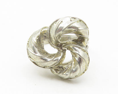 925 Sterling Silver  Vintage Shiny Open Pretzel Knot Band Ring Sz 6  RG10921