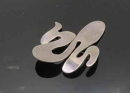 MEXICO 925 Sterling Silver  Vintage Shiny Smooth Swirl Brooch Pin  BP7964