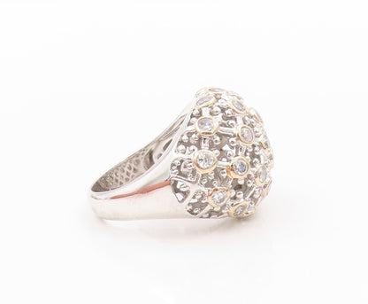 925 Sterling Silver Vintage Ring Cutout Spider Web CZ Design  Sz 7  RG31838