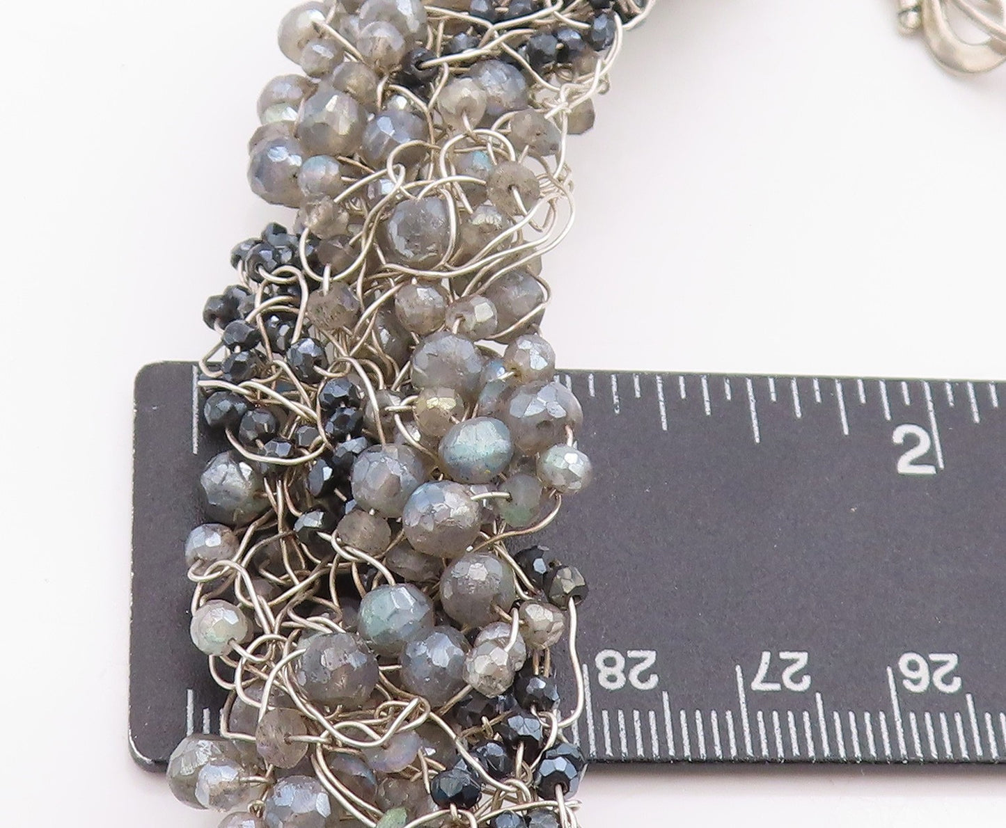925 Sterling Silver Vintage Necklace ANNALISE Brutalist Gemstone Beads  NE4601