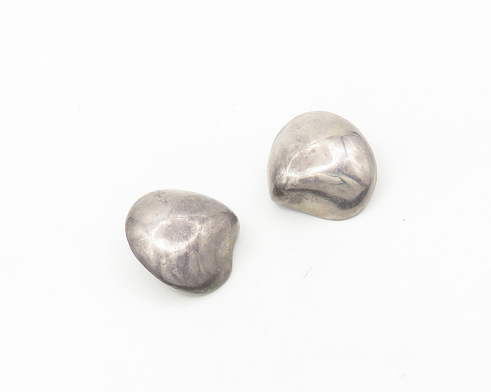 MEXICO 925 Sterling Silver  Vintage Shiny Smooth Non Pierce Earrings  EG9047
