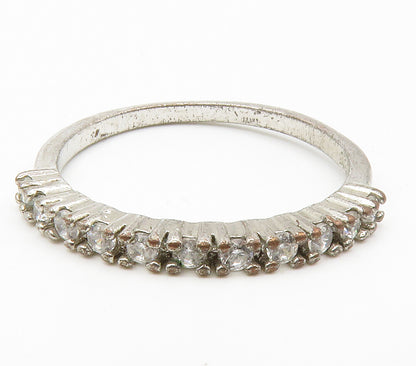 925 Sterling Silver  Vintage Petite Prong Set Topaz Band Ring Sz 8  RG15016