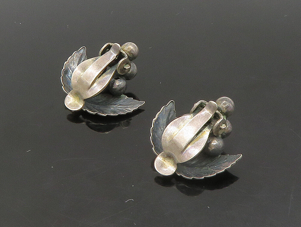 925 Sterling Silver  Vintage Grape Bunch Motif Non Pierce Earrings  EG11443