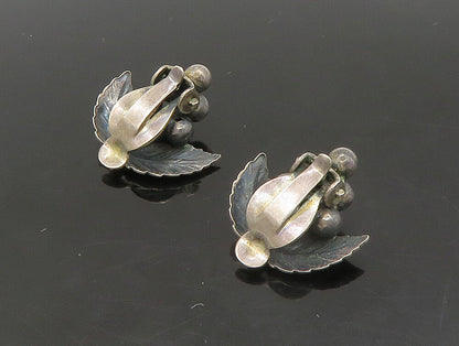 925 Sterling Silver  Vintage Grape Bunch Motif Non Pierce Earrings  EG11443