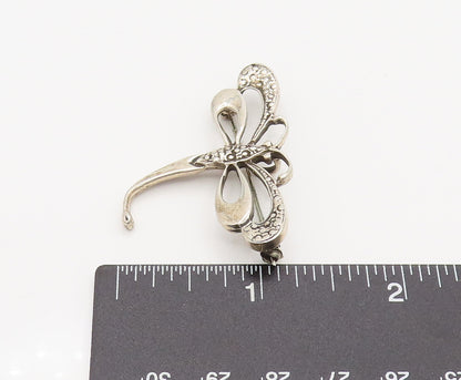 925 Sterling Silver  Vintage Textured Dragonfly Cutout Brooch Pin  BP10146