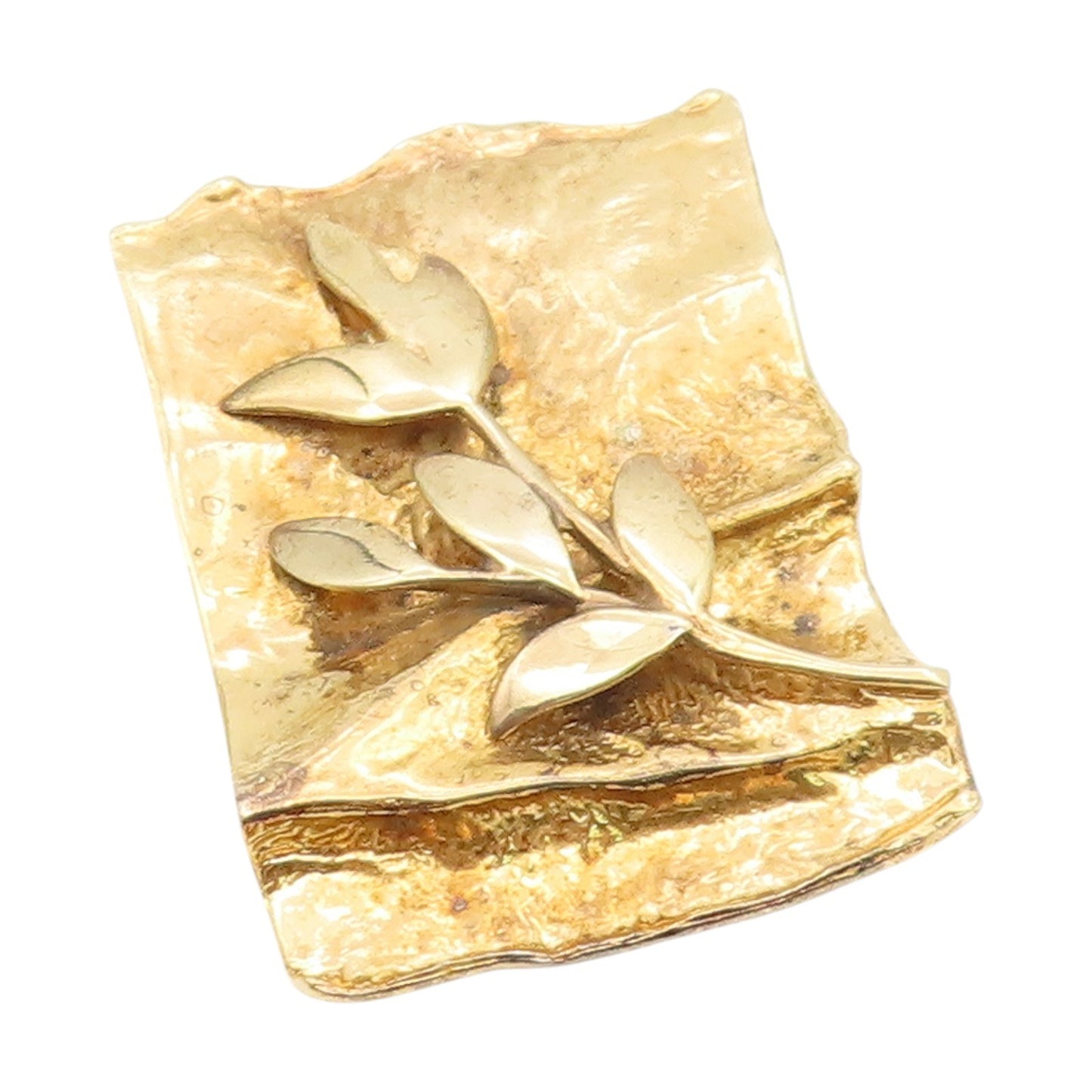 925 Sterling Silver Vintage Brooch Pin Gold Plated HADASSAH Leaf Frame  BP12176