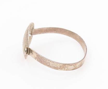 DESIGNER 925 Silver  Vintage Etched Pattern Shiny Hook Bangle Bracelet  BT8633