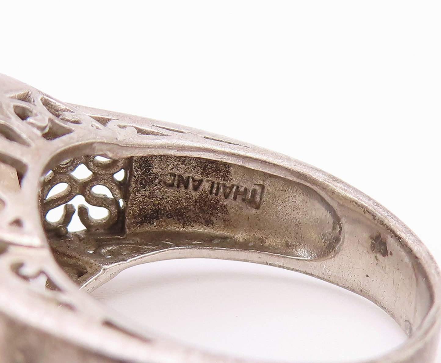 925 Sterling Silver Vintage Ring Smoky Quartz Statement Band  Sz 7  RG36421