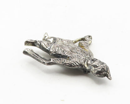 925 Sterling Silver  Vintage Oxidized Etched Woman Figure Brooch Pin  BP3931