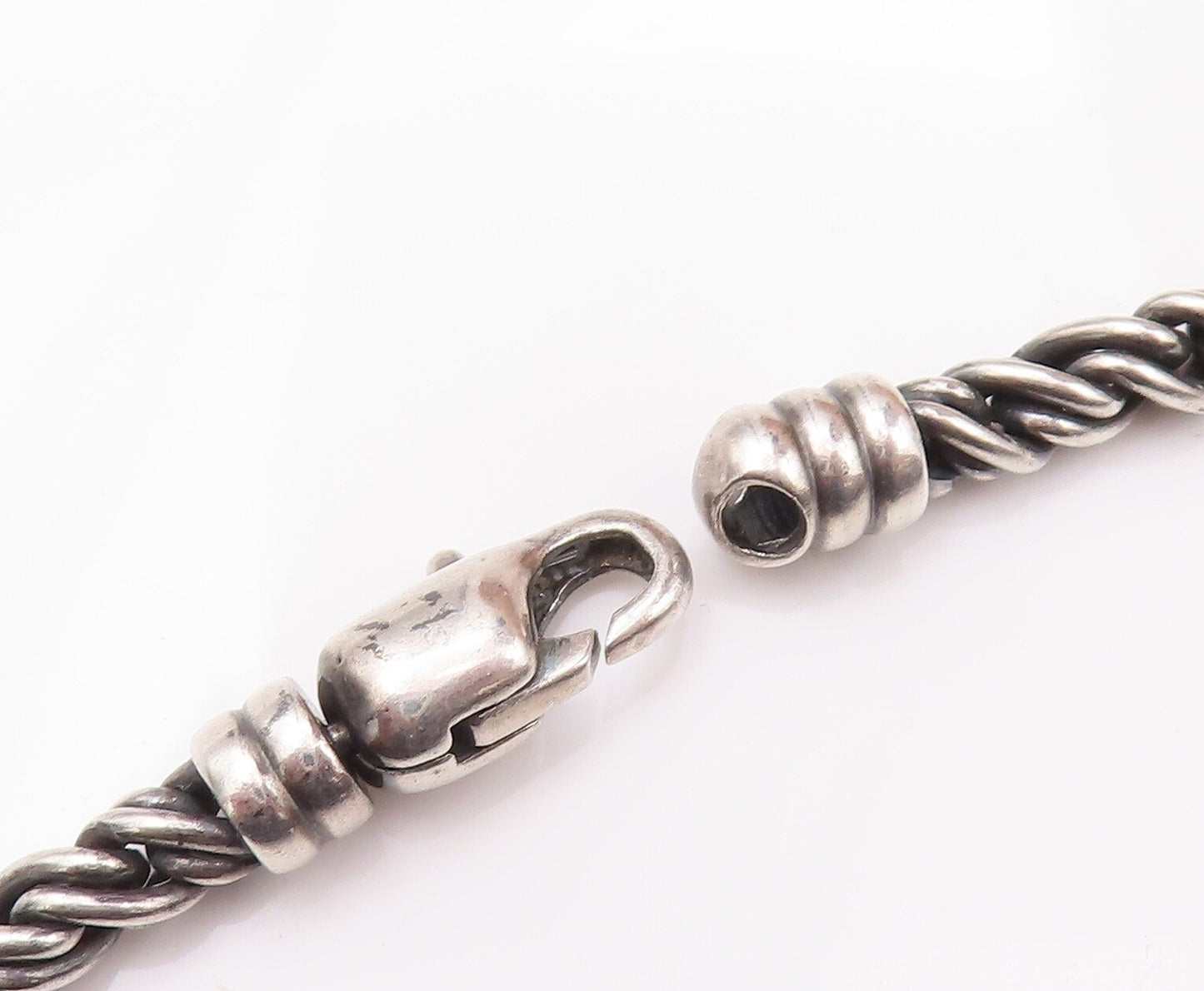 925 Sterling Silver Vintage Necklace Solid Inter woven Twisted Rope  NE4273