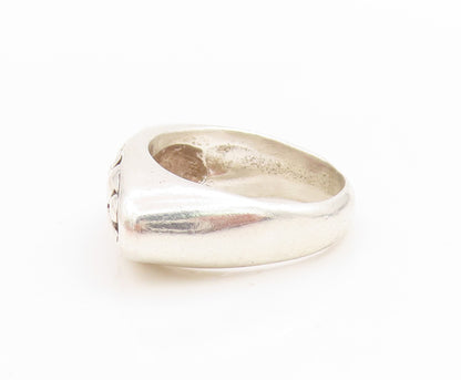 925 Sterling Silver Vintage Ring CZ Inset Textured Signet Band  Sz 5.5  RG33973