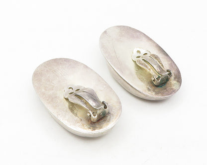 925 Sterling Silver  Vintage Hollow Bypass Dome Non Pierce Earrings  EG5701