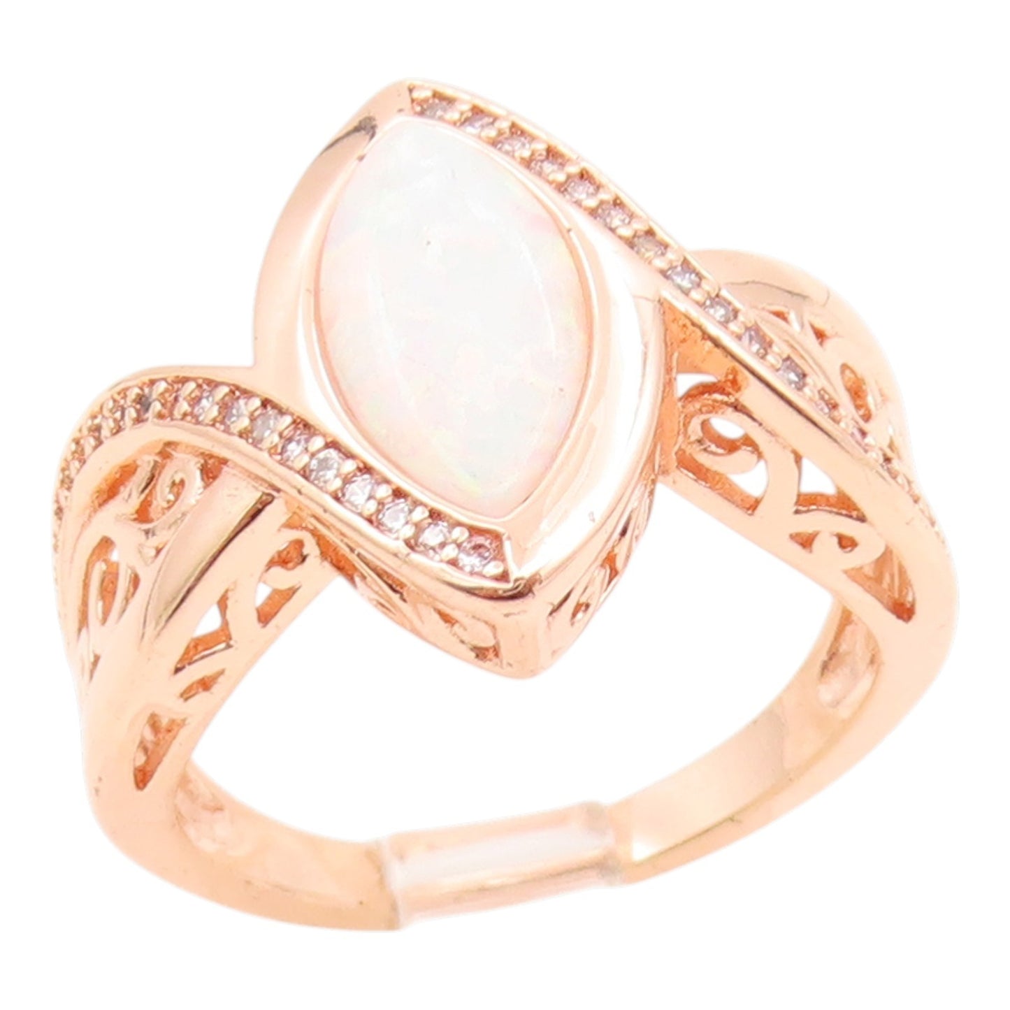 925 Sterling Silver Vintage Ring Gold Plated Fire Opal & CZ Band  Sz 8  RG35717
