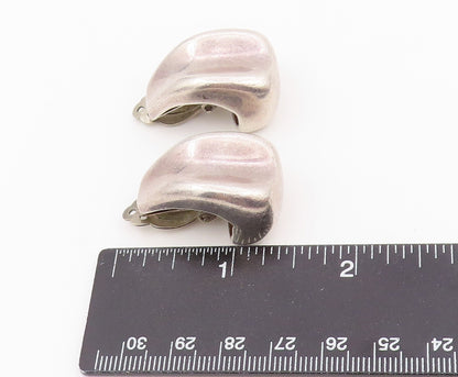 925 Sterling Silver Vintage Earrings Modernist Solid Sculptural Clip On  EG14465